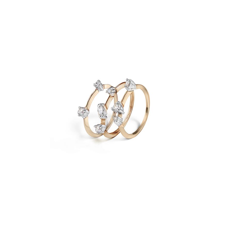 Set di 3 anelli 'Balance' in oro rosa e diamanti BALANCE | SET 3 AN DIAMAU9R CT.0,50